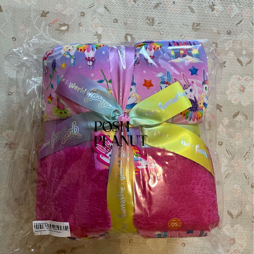 NWT- Posh Peanut x Lisa Frank - Ballerina Bunnies Luxe Plush Blanket